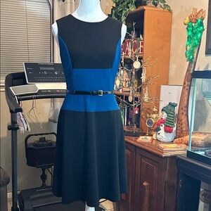 Tommy Hilfiger Black and Blue Midi Dress. size 2